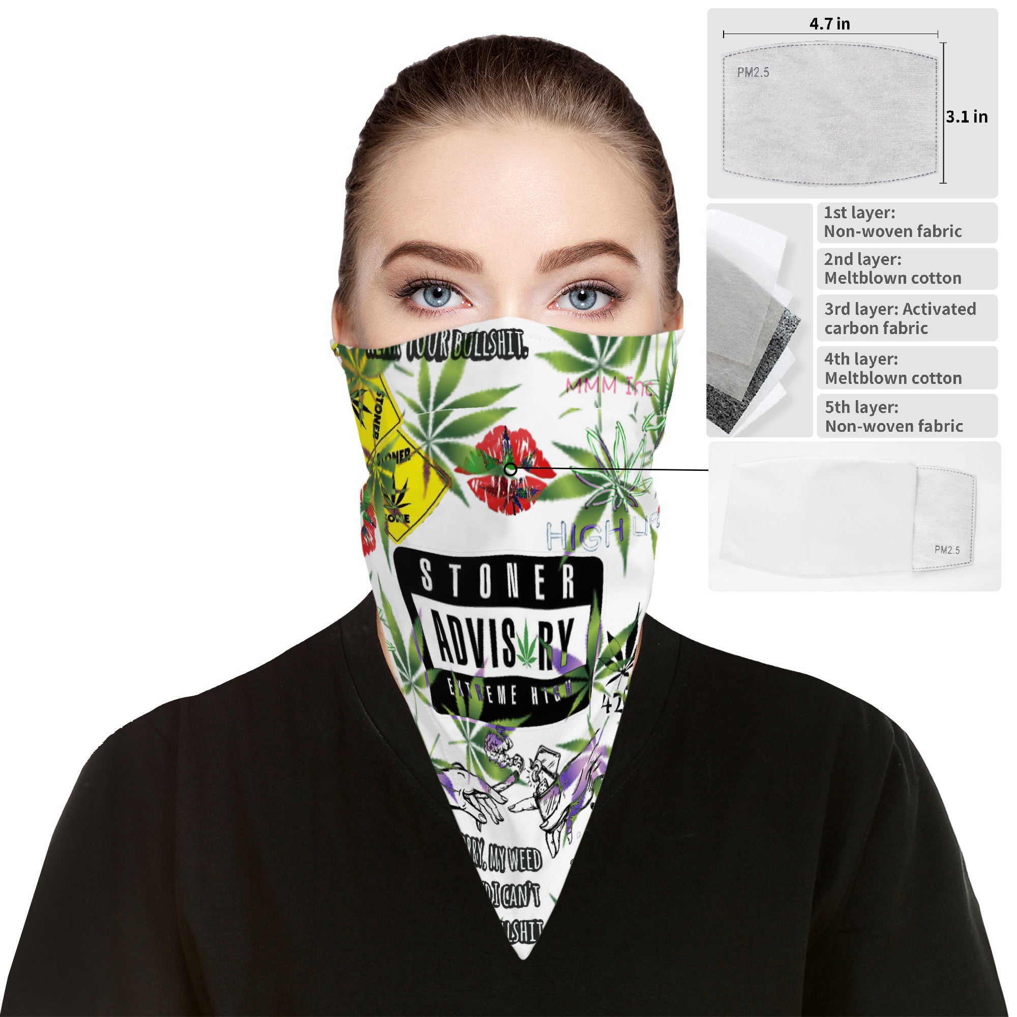 Stoner Advisory Printed Snood Scarf/Bandana