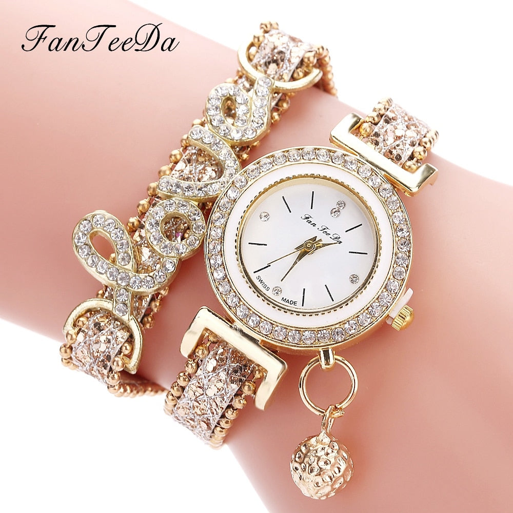 Rhinestone Quartz Bracelet Watch