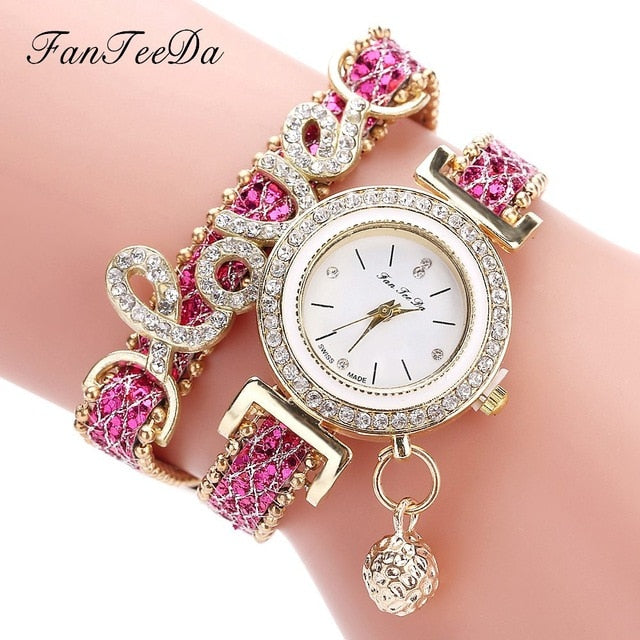 Rhinestone Quartz Bracelet Watch