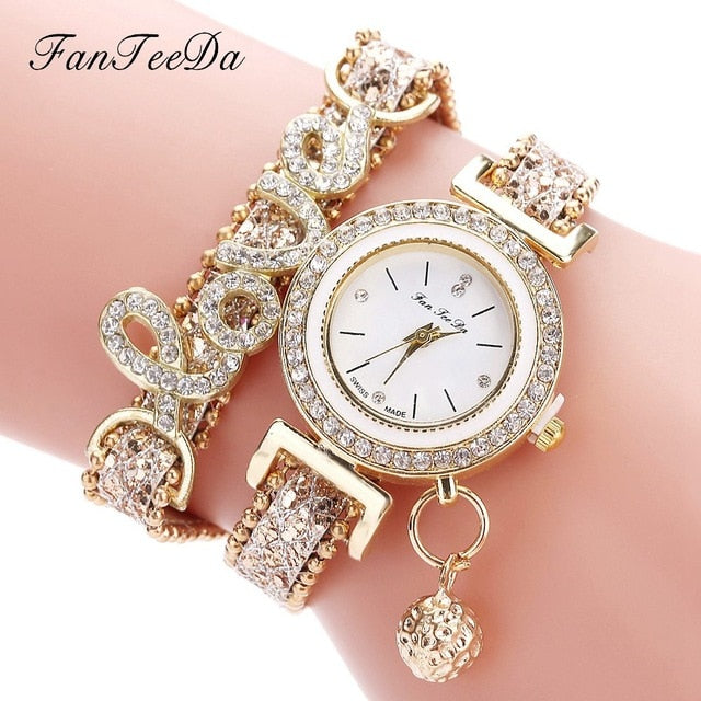 Rhinestone Quartz Bracelet Watch