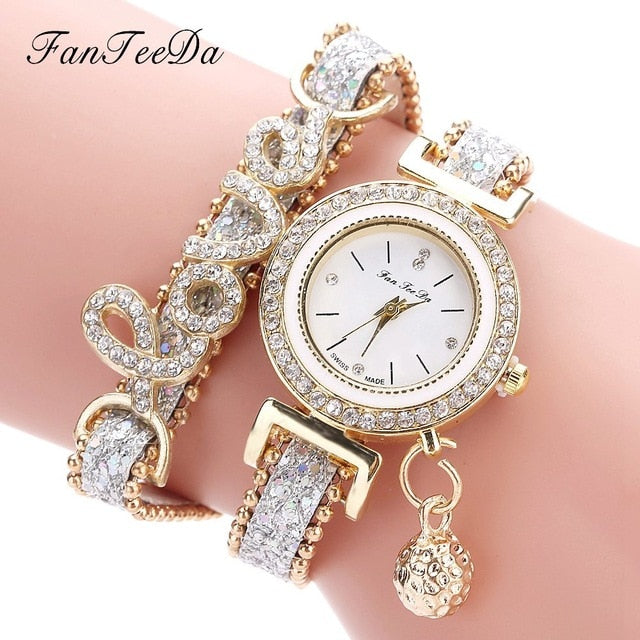 Rhinestone Quartz Bracelet Watch