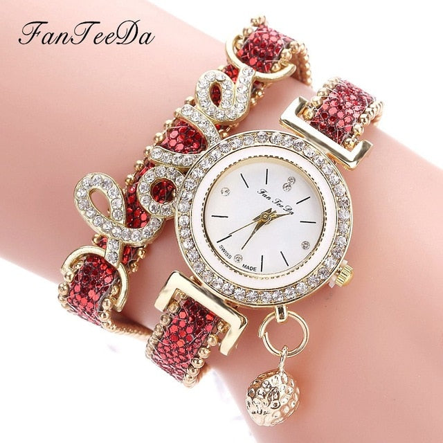 Rhinestone Quartz Bracelet Watch
