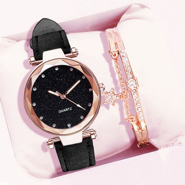 Starry Sky Wrist Watch and Bracelet Gift Set