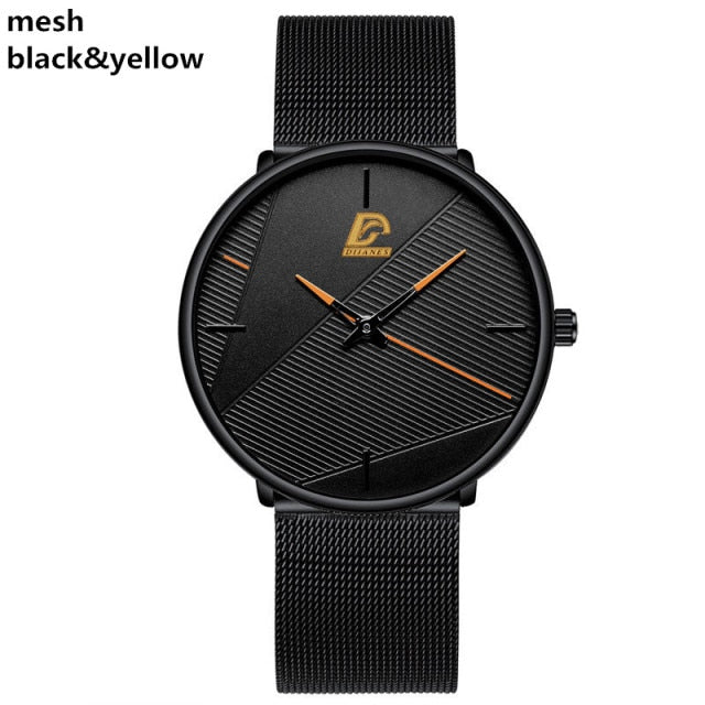 Mens Classic Ultra Thin Stainless Steel Quartz Watch