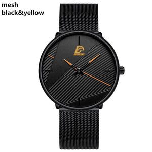 Mens Classic Ultra Thin Stainless Steel Quartz Watch