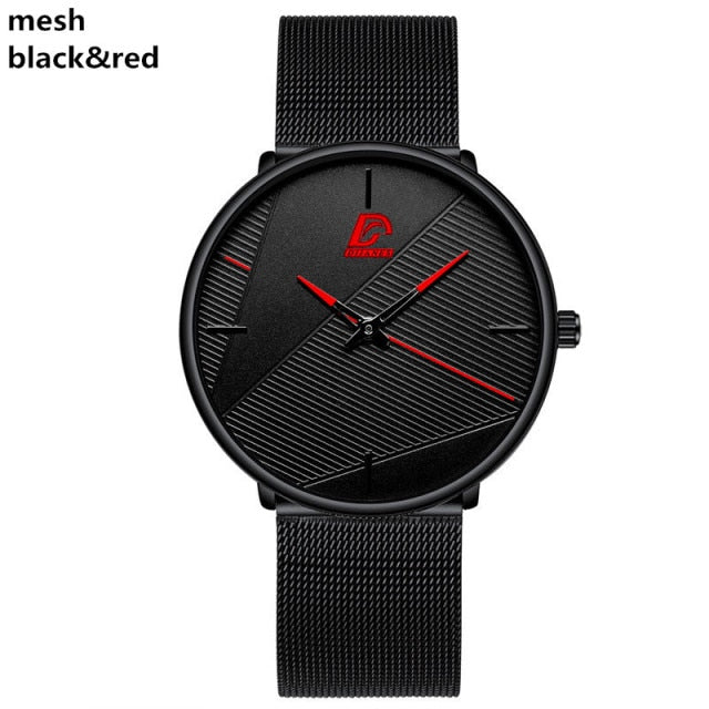 Mens Classic Ultra Thin Stainless Steel Quartz Watch