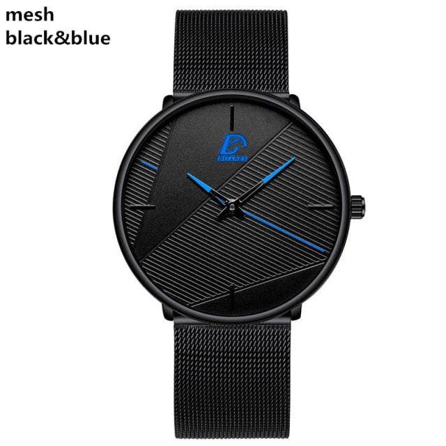 Mens Classic Ultra Thin Stainless Steel Quartz Watch
