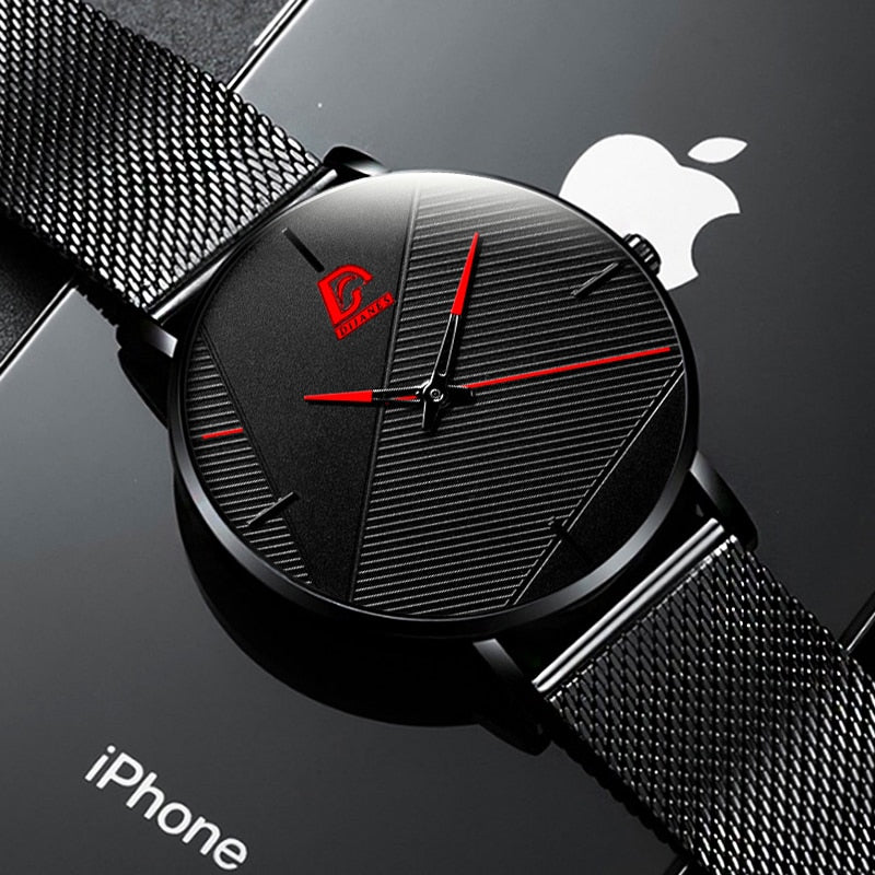 Mens Classic Ultra Thin Stainless Steel Quartz Watch